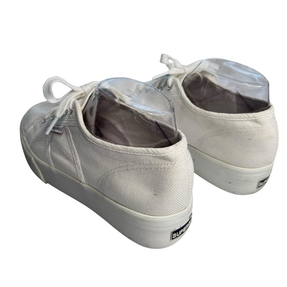 Superga 2790 Platform Sneakers white canvas Traditional Classic Lace Up Womens 8 - Picture 8 of 12